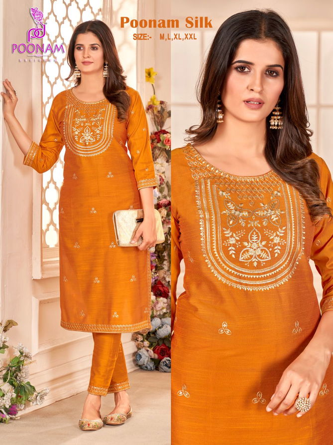 Poonam Silk Designer Kurti With Bottom Catalog